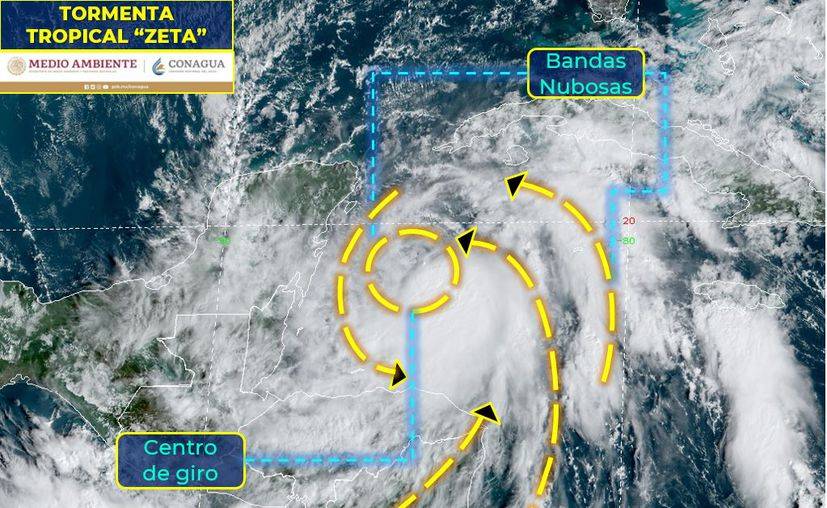 Tormenta tropical Zeta modifica su trayectoria hacia Quintana Roo